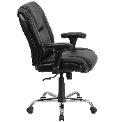 HERCULES Series Big & Tall 400 lb. Rated Black LeatherSoft Ergonomic Task Office Chair with Chrome Base and Adjustable Arms, GO-2132-LEA-GG