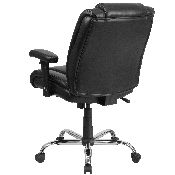 HERCULES Series Big & Tall 400 lb. Rated Black LeatherSoft Ergonomic Task Office Chair with Chrome Base and Adjustable Arms, GO-2132-LEA-GG