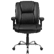 HERCULES Series Big & Tall 400 lb. Rated Black LeatherSoft Ergonomic Task Office Chair with Chrome Base and Adjustable Arms, GO-2132-LEA-GG