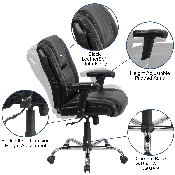 HERCULES Series Big & Tall 400 lb. Rated Black LeatherSoft Ergonomic Task Office Chair with Chrome Base and Adjustable Arms, GO-2132-LEA-GG