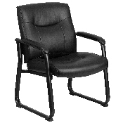 HERCULES Series Big & Tall 500 lb. Rated Black LeatherSoft Executive Side Reception Chair with Sled Base, GO-2136-GG