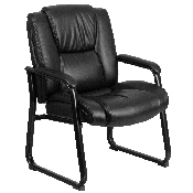 Reception Chairs - Black LeatherSoft Side Chairs for Reception and Office, GO-2138-GG