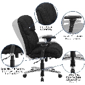 HERCULES Series 24/7 Intensive Use Big & Tall 400 lb. Rated Black Fabric Executive Ergonomic Office Chair with Lumbar Knob, GO-2149-GG