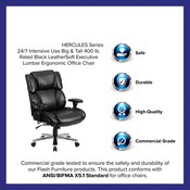 HERCULES Series 24/7 Intensive Use Big & Tall 400 lb. Rated Black LeatherSoft Executive Lumbar Ergonomic Office Chair, GO-2149-LEA-GG