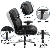 HERCULES Series 24/7 Intensive Use Big & Tall 400 lb. Rated Black LeatherSoft Executive Lumbar Ergonomic Office Chair, GO-2149-LEA-GG