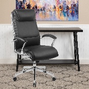 High Back Designer Black LeatherSoft Smooth Upholstered Executive Swivel Office Chair with Chrome Base and Arms, GO-2192-BK-GG