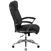 High Back Designer Black LeatherSoft Smooth Upholstered Executive Swivel Office Chair with Chrome Base and Arms, GO-2192-BK-GG