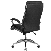 High Back Designer Black LeatherSoft Smooth Upholstered Executive Swivel Office Chair with Chrome Base and Arms, GO-2192-BK-GG