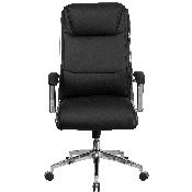 High Back Designer Black LeatherSoft Smooth Upholstered Executive Swivel Office Chair with Chrome Base and Arms, GO-2192-BK-GG