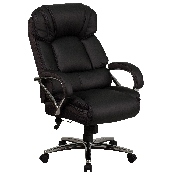 HERCULES Series Big & Tall 500 lb. Rated Black LeatherSoft Executive Swivel Ergonomic Office Chair with Chrome Base and Arms, GO-2222-GG