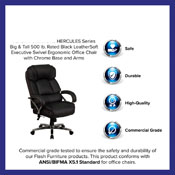 HERCULES Series Big & Tall 500 lb. Rated Black LeatherSoft Executive Swivel Ergonomic Office Chair with Chrome Base and Arms, GO-2222-GG