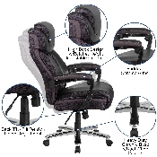 HERCULES Series Big & Tall 500 lb. Rated Black LeatherSoft Executive Swivel Ergonomic Office Chair with Adjustable Headrest, GO-2223-BK-GG