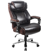 Big & Tall Office Chair - Brown LeatherSoft Executive Swivel Office Chair with Headrest and Wheels, GO-2223-BN-GG