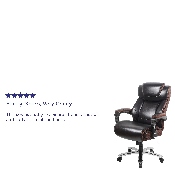 Big & Tall Office Chair - Brown LeatherSoft Executive Swivel Office Chair with Headrest and Wheels, GO-2223-BN-GG