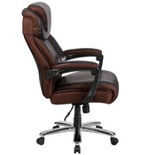 Big & Tall Office Chair - Brown LeatherSoft Executive Swivel Office Chair with Headrest and Wheels, GO-2223-BN-GG