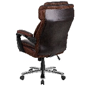 Big & Tall Office Chair - Brown LeatherSoft Executive Swivel Office Chair with Headrest and Wheels, GO-2223-BN-GG