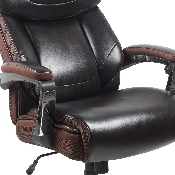 Big & Tall Office Chair - Brown LeatherSoft Executive Swivel Office Chair with Headrest and Wheels, GO-2223-BN-GG