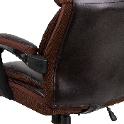 Big & Tall Office Chair - Brown LeatherSoft Executive Swivel Office Chair with Headrest and Wheels, GO-2223-BN-GG