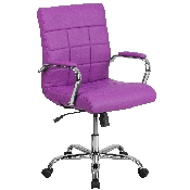 Mid-Back Purple Vinyl Executive Swivel Office Chair with Chrome Base and Arms, GO-2240-PUR-GG