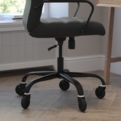 Whitney High Back Black LeatherSoft Executive Swivel Office Chair with Black Frame, Arms, and Transparent Roller Wheels, GO-2286H-BK-BK-RLB-GG