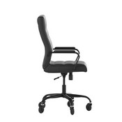Whitney High Back Black LeatherSoft Executive Swivel Office Chair with Black Frame, Arms, and Transparent Roller Wheels, GO-2286H-BK-BK-RLB-GG