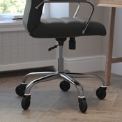 Whitney High Back Black LeatherSoft Executive Swivel Office Chair with Chrome Frame, Arms, and Transparent Roller Wheels, GO-2286H-BK-RLB-GG
