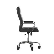 Whitney High Back Black LeatherSoft Executive Swivel Office Chair with Chrome Frame, Arms, and Transparent Roller Wheels, GO-2286H-BK-RLB-GG