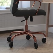 Whitney High Back Black LeatherSoft Executive Swivel Office Chair with Rose Gold Frame, Arms, and Transparent Roller Wheels, GO-2286H-BK-RSGLD-RLB-GG