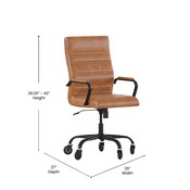 Whitney High Back Brown LeatherSoft Executive Swivel Office Chair with Black Frame, Arms, and Transparent Roller Wheels, GO-2286H-BR-BK-RLB-GG