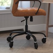 Whitney High Back Brown LeatherSoft Executive Swivel Office Chair with Black Frame, Arms, and Transparent Roller Wheels, GO-2286H-BR-BK-RLB-GG
