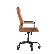 Whitney High Back Brown LeatherSoft Executive Swivel Office Chair with Black Frame, Arms, and Transparent Roller Wheels, GO-2286H-BR-BK-RLB-GG