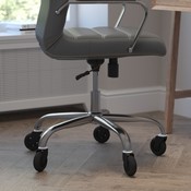 Whitney High Back Gray LeatherSoft Executive Swivel Office Chair with Chrome Frame, Arms, and Transparent Roller Wheels, GO-2286H-GR-RLB-GG