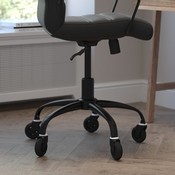 Camilia Mid-Back Black LeatherSoft Executive Swivel Office Chair with Black Frame, Arms, and Transparent Roller Wheels, GO-2286M-BK-BK-RLB-GG