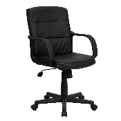 Mid-Back Black LeatherSoft Swivel Task Office Chair with Arms, GO-228S-BK-LEA-GG, GO-228S-BK-LEA-GG