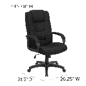 High Back Black Fabric Executive Swivel Office Chair with Arms, GO-5301B-BK-GG
