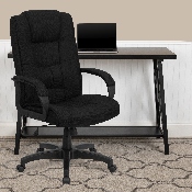 High Back Black Fabric Executive Swivel Office Chair with Arms, GO-5301B-BK-GG
