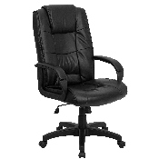 High Back Black LeatherSoft Executive Swivel Office Chair with Arms, GO-5301B-BK-LEA-GG, GO-5301B-BK-LEA-GG