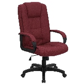 High Back Burgundy Fabric Executive Swivel Office Chair with Arms, GO-5301B-BY-GG