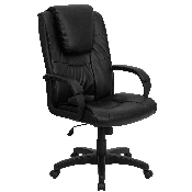High Back Black LeatherSoft Executive Swivel Office Chair with Oversized Headrest and Arms, GO-5301BSPEC-CH-BK-LEA-GG