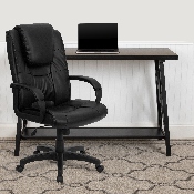High Back Black LeatherSoft Executive Swivel Office Chair with Oversized Headrest and Arms, GO-5301BSPEC-CH-BK-LEA-GG