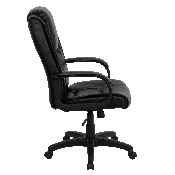High Back Black LeatherSoft Executive Swivel Office Chair with Oversized Headrest and Arms, GO-5301BSPEC-CH-BK-LEA-GG