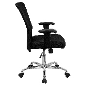 Mid-Back Black Mesh Contemporary Swivel Task Office Chair with Chrome Base and Adjustable Arms, GO-5307B-GG