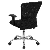 Mid-Back Black Mesh Contemporary Swivel Task Office Chair with Chrome Base and Adjustable Arms, GO-5307B-GG