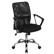 Mid-Back Black Mesh Swivel Task Office Chair with Lumbar Support Band and Arms, GO-6057-GG