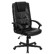 High Back Black LeatherSoft Executive Swivel Office Chair with Arms, GO-7102-GG