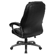 High Back Black LeatherSoft Executive Swivel Ergonomic Office Chair with Deep Curved Lumbar and Arms, GO-7145-BK-GG