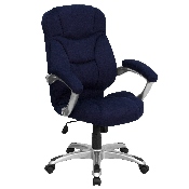 High Back Navy Blue Microfiber Contemporary Executive Swivel Ergonomic Office Chair with Arms, GO-725-NVY-GG
