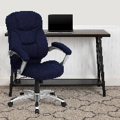 High Back Navy Blue Microfiber Contemporary Executive Swivel Ergonomic Office Chair with Arms, GO-725-NVY-GG