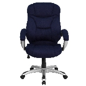 High Back Navy Blue Microfiber Contemporary Executive Swivel Ergonomic Office Chair with Arms, GO-725-NVY-GG