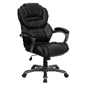 High Back Black LeatherSoft Executive Swivel Ergonomic Office Chair with Arms, GO-901-BK-GG